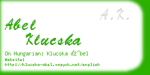 abel klucska business card